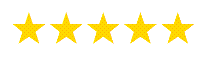 Five yellow stars arranged in a horizontal row, representing a five-star rating. Five yellow stars arranged in a horizontal row, representing a five-star rating.