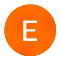 An orange circle with a white, uppercase letter "E" centered inside. An orange circle with a white, uppercase letter "E" centered inside.