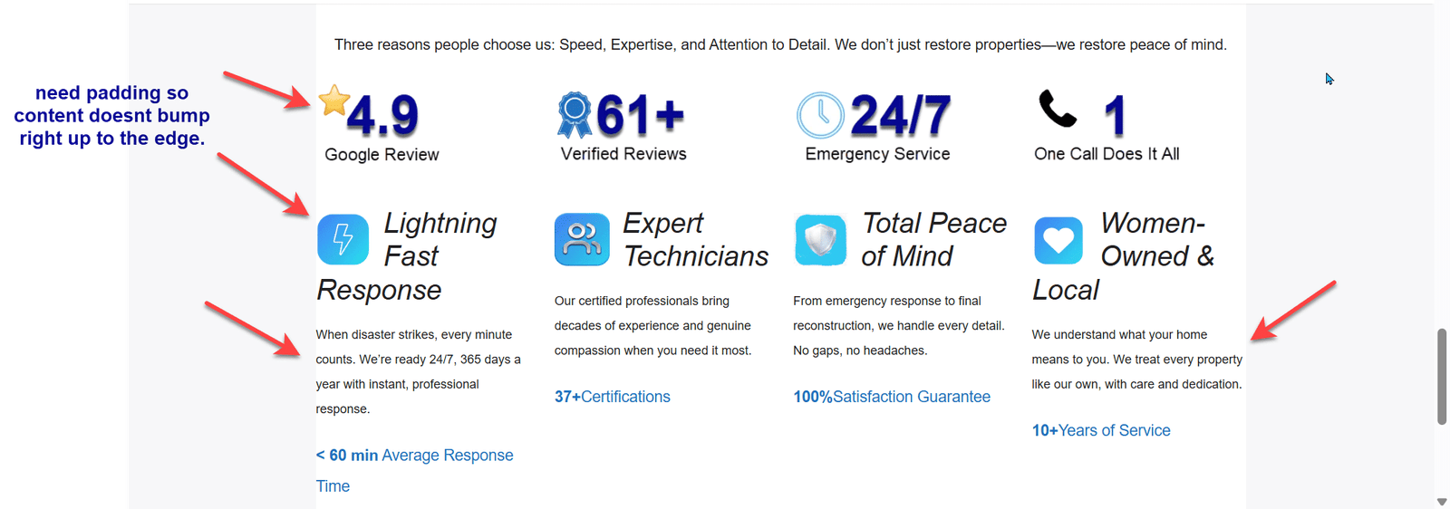 conttenet bumped to edge of window